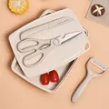 5-piece baby food cutting board set with scissors, peeler and knife in beige - 5-Piece Set (TZ-15) / Five-Piece Set / Nordic Beige