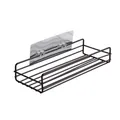Étagère de rangement de salle de bain en fer noir avec adhésif sans perçage murale - Panier Mural Simple / 20cm (1 Pièce/Paquet) / Noir