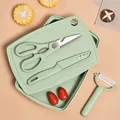 5-piece green wheat straw baby food prep set including cutting board and tool kit - 5-Piece Set (TZ-70) / Five-Piece Set / Nordic Green