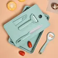 Compact 5-piece mint green mini cutting board set with fruit knife, peeler and bottle opener - 5-Piece Set (TZ-17) / Five-Piece Set / Phoebe Green