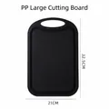 Large black food-grade PP plastic cutting board with handle for home kitchen, 32.5x21cm - Large (CB-14-3) / Black