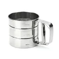 Premium stainless steel cup flour sifter with hand squeeze handle and 250g markings. - Original Silver Style