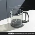 Handheld semi-automatic double-layer flour sifter with 250ml measurement markings - Double Layer / PP Bag / Gray