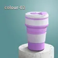 Vaso de agua de silicona plegable color lila portátil para viajes y actividades al aire libre - 350ml / Lila