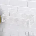 Cesta de almacenamiento de pared de alambre blanco con tres ganchos adhesivos fuertes - Mejorado / 37cm (Con 3 Ganchos) / Blanco