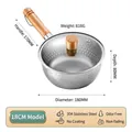 18cm stainless steel Yukihira milk pot with heat-resistant wooden handle and glass lid - 304 Yukihira Pot (Small Long Handle)