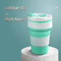 Vaso de viaje de silicona plegable para niños y adultos en un elegante color verde menta - 350ml / Verde menta