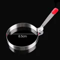 Professional 8.5cm round 304 stainless steel egg frying ring mold with red handle tip - Round