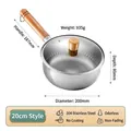 20cm stainless steel Yukihira pot with wooden handle for milk and baby food cooking. - 304 Yukihira Pot (Large Long Handle)