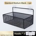 Cesta de rejilla negra para pared de tamaño estándar con 3 potentes ganchos adhesivos - Tipo estándar / 24cm (With 3 Hooks) / Negro