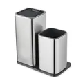 Modern stainless steel knife block and utensil holder set for kitchen counter storage - Utensil Holder and Knife Block Set