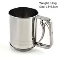 Handheld semi-automatic stainless steel flour sifter for baking and sugar dusting 13x9.5cm - Stainless Steel Double Layer / PP Bag / Original Color