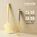 Yellow heat-resistant food-grade silicone baking set including spatula and whisk - Spatula & Egg Beater Set / Yellow