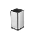 Modern brushed stainless steel knife holder with black rim and non-slip base for kitchen - Utensil Holder