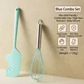 Mint green food-grade silicone baking spatula and whisk set, heat resistant tools - Spatula & Egg Beater Set / Blue