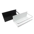 Space-saving magnetic refrigerator storage shelf set in matte black and white metal finish - White