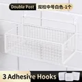 Cesta de almacenamiento de pared de alambre blanco mediano con 3 ganchos adhesivos - Mejorado / 24cm (With 3 Hooks) / Blanco