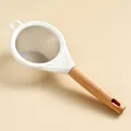 Premium fine mesh stainless steel flour sifter featuring white frame and wooden handle - Filter Sieve (Wooden Handle)