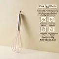 Pink food-grade silicone whisk with stainless steel handle, heat resistant baking tool - Whisk / Pink
