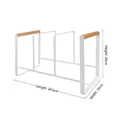 Scolapiatti in metallo bianco con manici in legno, dimensioni 34,5x16x20cm casa - Scolapiatti a 3 Livelli / Bianco