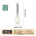 Manual egg whisk with stainless steel handle, 20cm length, cream color - Stainless Steel Handle Whisk / Yellow