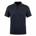 Detailed front view of navy blue textured jacquard polo shirt for men in summer casual style - S / Black