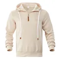 Herren Kapuzenpullover in Creme mit Viertelreißverschluss und Kordelzug - Einheitsgröße / Oberteile / Gebrochenes Weiß