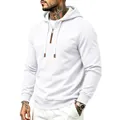 Lässiges weißes Herren-Kapuzensweatshirt mit halbem Reißverschluss und langen Ärmeln - S / Oberteile / Weiß