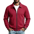 Chaqueta de punto de nido de abeja para hombre en color granate con cremallera y corte entallado - S / Tops / Rojo