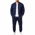 Chándal casual azul marino para hombre con chaqueta bomber y pantalón jogger - S / Top Y Pantalón / Azul marino