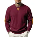 Herren Cord-Sweatshirt in Weinrot mit Ellbogen-Patches und Rundhalsausschnitt - S / Oberteile / Burgunderrot