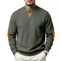 Detailansicht Herren Cord-Sweatshirt in Olivgrün mit Ellbogen- und Halspatches - S / Oberteile / Armeegrün