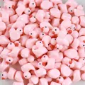 Sortierte Miniatur-Entenfiguren aus rosa Harz für DIY-Handwerk und Dekoration - Massiv Dunkelrosa