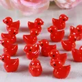 Miniatur-Enten-Set aus rotem Harz für DIY-Mikrolandschaftsdeko und Bastelarbeiten. - Solides Rot