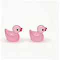 Zwei niedliche rosa leuchtende Harz-Enten für Mikro-Landschafts-Deko - Kristall Leuchtendes Rosa