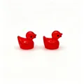 Zwei leuchtende rote Enten-Miniaturen aus Harz für Mikrolandschaft und DIY-Deko - Kristall Leuchtendes Rot
