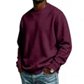 Classic men's burgundy long sleeve crewneck sweatshirt in a comfortable relaxed fit - Burgundy