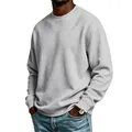 Classic heather grey crewneck fleece sweatshirt for men in a loose and comfortable fit - Light Gray