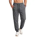Mens grey drawstring joggers featuring an elastic waist and zippered side pockets for sport - S / Bottoms / Gray