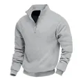 Jersey gris de hombre con media cremallera y diseño de jacquard para estilo casual - S / Tops / Gris