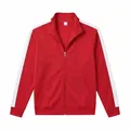 Chaqueta deportiva roja para hombre con franjas laterales blancas y cremallera completa - S / Tops / Rojo