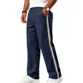 Detailansicht der dunkelblauen Herren-Sporthose mit weißen Seitenstreifen im Detail - S / Unterteile / Marineblau