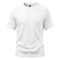 Vue détaillée du t-shirt blanc pour hommes en maille gaufrée avec manches raglan - S / Hauts / Blanc