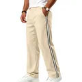 Lockere Herren-Freizeithose mit sportlichen Seitenstreifen und elastischem Taillenbund - S / Unterteile / Khaki