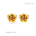 Orecchini a lobo a fiore in acciaio inox dorato, dimensione 4,53 mm, design a bocciolo - Stile Mini Bocciolo di Fiore (LE3738)