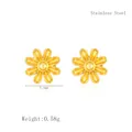 Elegant gold plated stainless steel daisy flower stud earrings with 7.4mm diameter - Daisy Style (LE3242) / 7.4mm / Gold