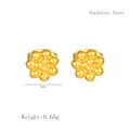 Gold plated stainless steel floral cluster stud earrings in 6mm diameter size - Flower Cluster Style (LE3478) / 6mm / Gold