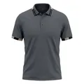 Primer plano de polo gris de secado rápido con rayas de contraste en el cuello - S / Tops / Gris oscuro