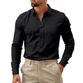 Klassisches schwarzes Langarm-Business-Hemd für Herren, schmale Passform, schick - Lila