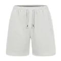 Frontal shot of casual men's linen shorts featuring adjustable drawstring waist - S / Bottoms / White